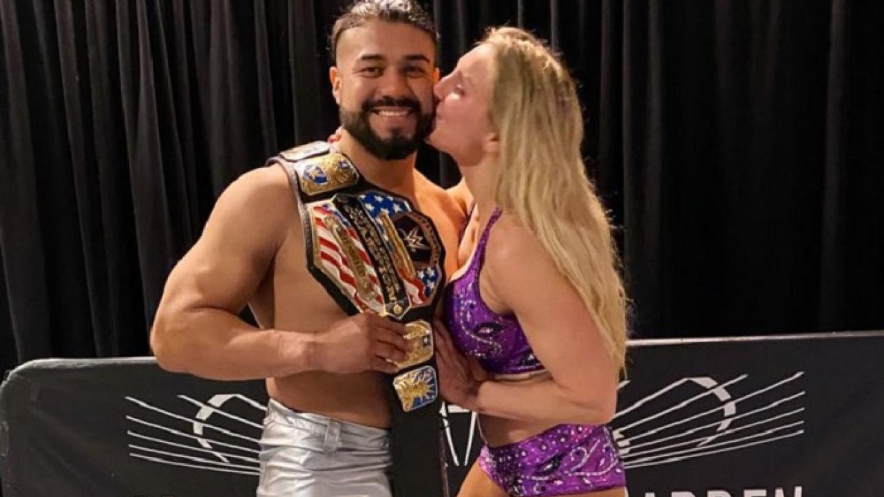 Andrade & Charlotte Flair Pose Backstage At MSG Following U.S. Title Change
