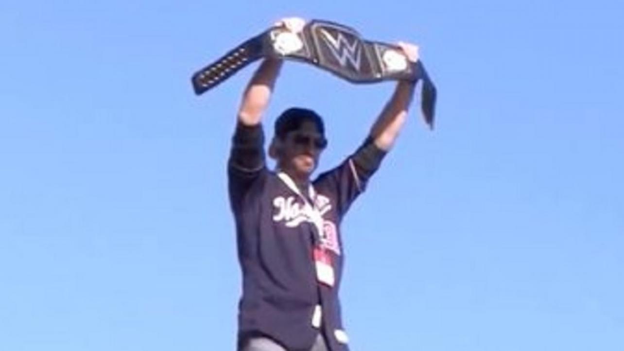 WWE Championship Belt Prominently On Display At MLB World Series Victory Parade (Video)