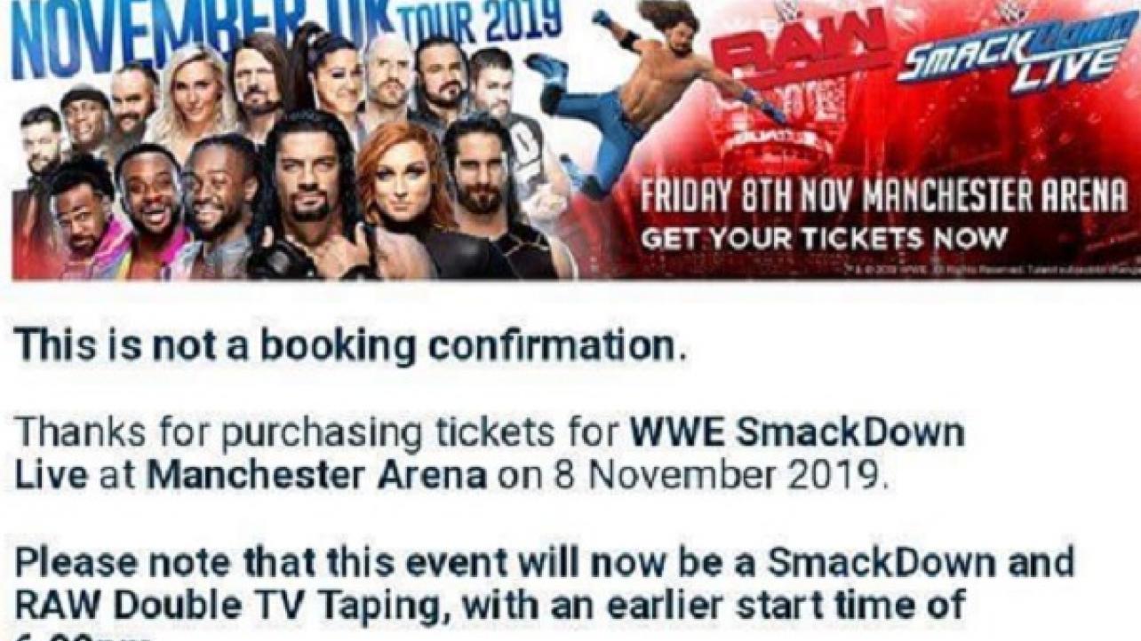 Update On Recent Changes To Upcoming WWE Manchester Show (7/4/2019)